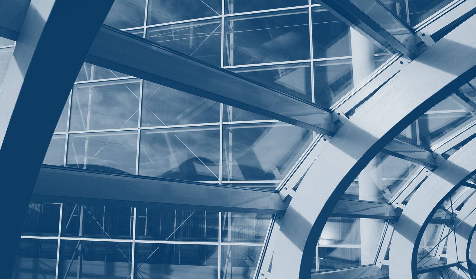 Looking out through the glass façade 