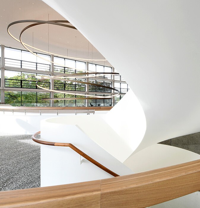 The arching stairs and gallery at the CCH