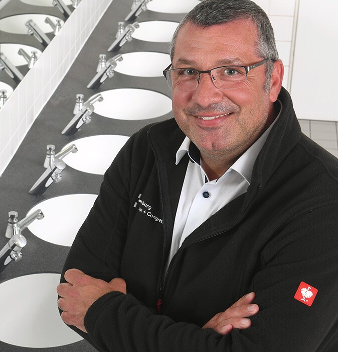 Portrait of Alexander Peters, with a wash basin in the background