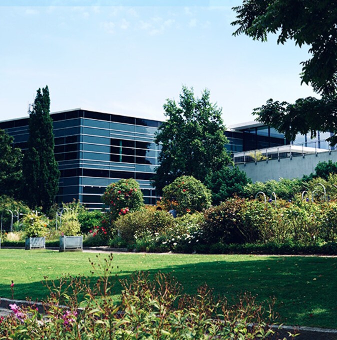 View of the CCH – Congress Center Hamburg from Planten un Blomen park