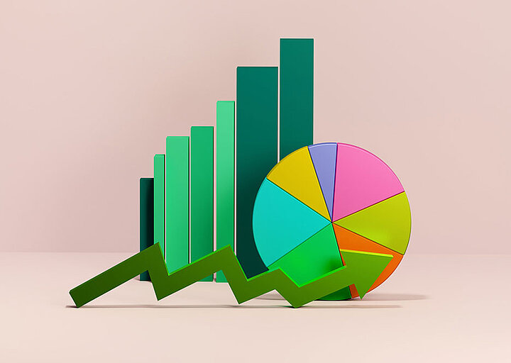 Pie chart and bar chart in green